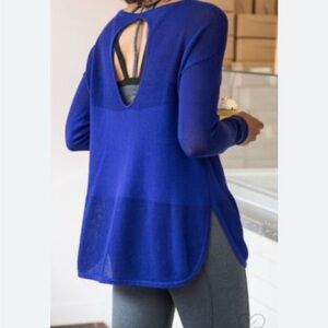 Calia by Carrie Underwood Purple Mesh Keyhole Sweater XS | Athleisure Layer